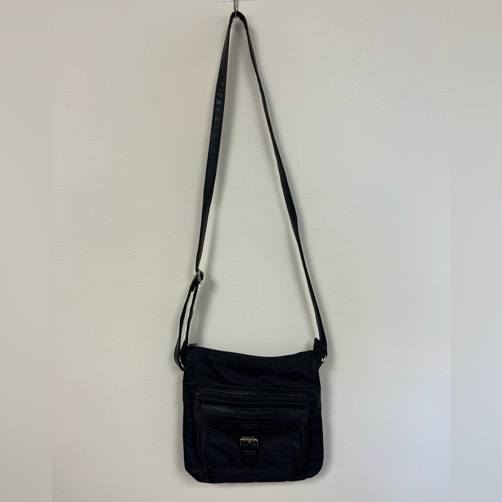 Multisac Black & Blue Nylon/Canvas Women's Crossbody Bag Streetwear Minimalist - Picture 2 of 14